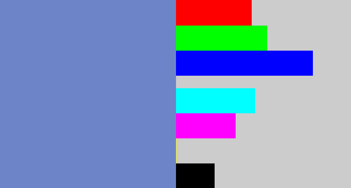 Hex color #6e84c8 - faded blue