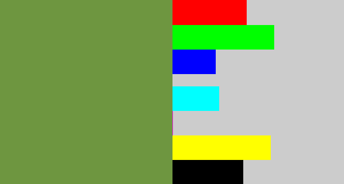 Hex color #6e9640 - flat green