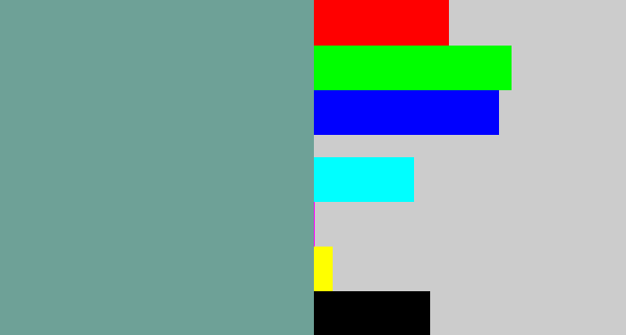 Hex color #6ea197 - greyish teal