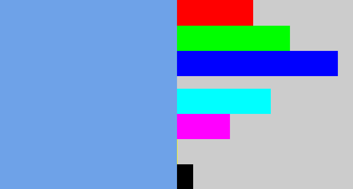 Hex color #6ea2e8 - soft blue