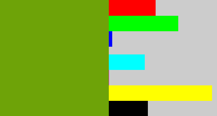 Hex color #6ea308 - ugly green