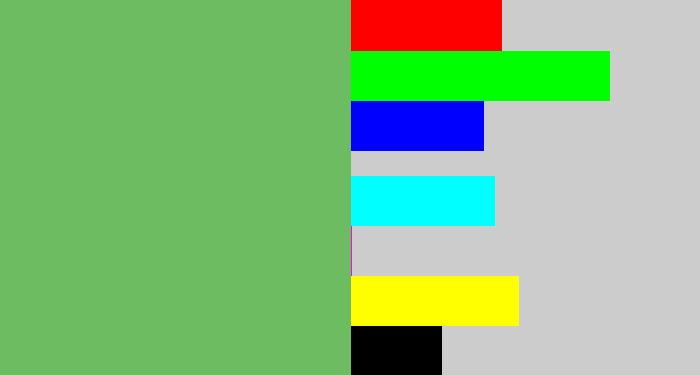 Hex color #6ebc61 - boring green