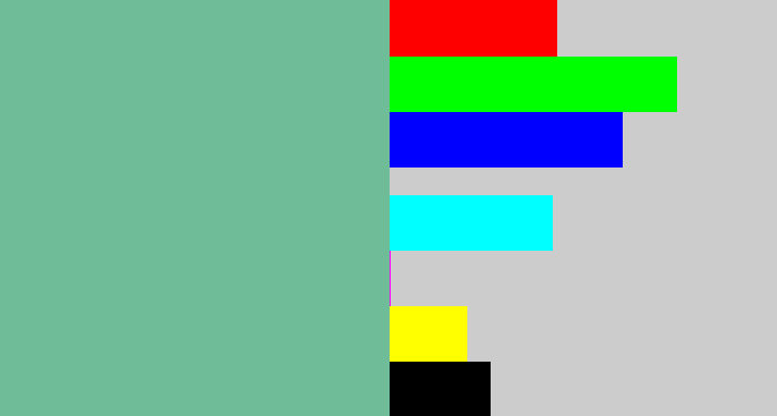 Hex color #6ebd98 - greyish teal