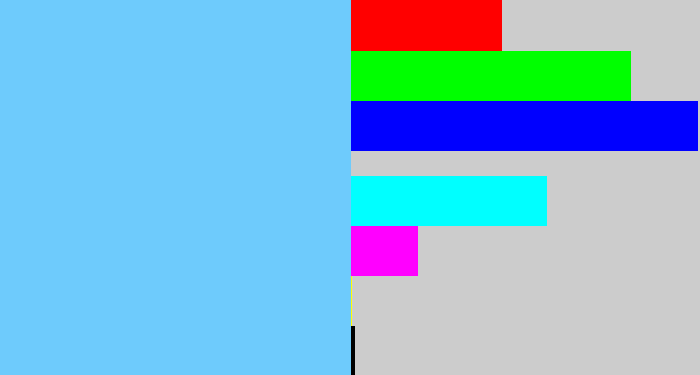 Hex color #6ecbfc - lightblue