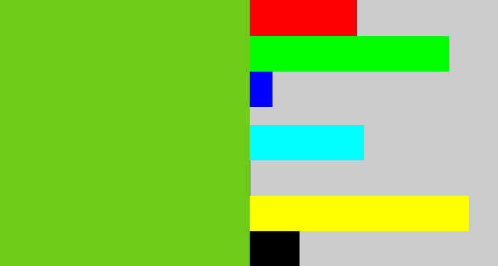 Hex color #6ecc18 - apple green