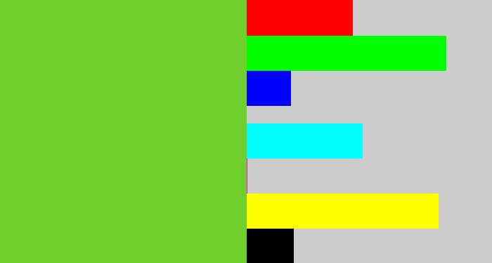 Hex color #6ecf2d - apple green