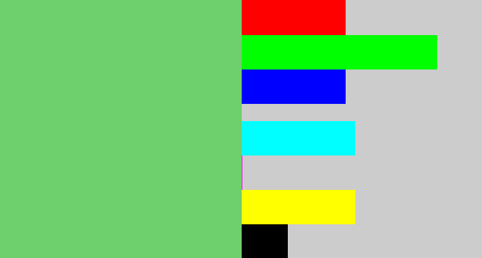 Hex color #6ecf6d - soft green