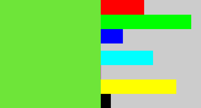 Hex color #6ee539 - toxic green