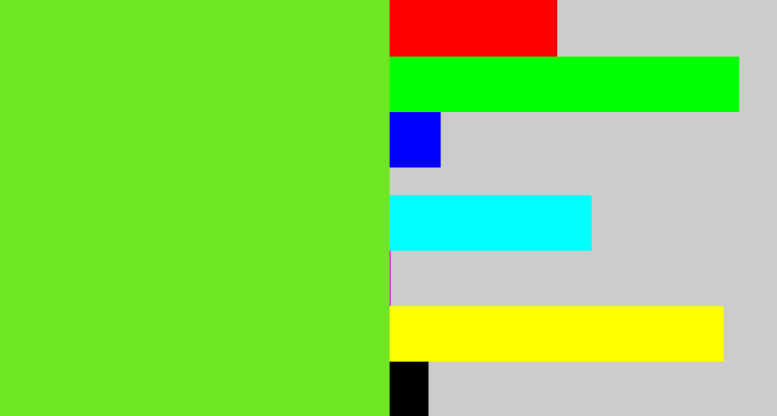 Hex color #6ee621 - toxic green