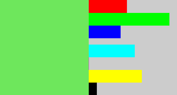Hex color #6ee75c - lightish green
