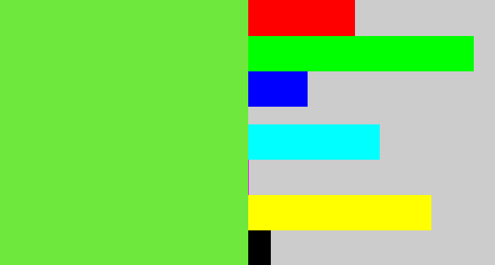 Hex color #6ee83c - toxic green