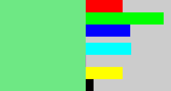 Hex color #6ee884 - lightgreen