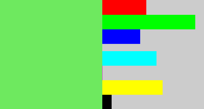 Hex color #6ee95f - lightish green