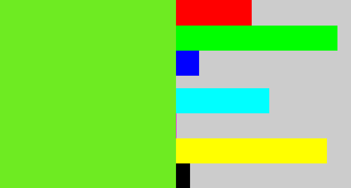 Hex color #6eeb22 - toxic green