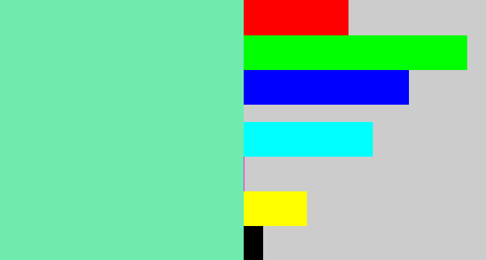 Hex color #6eebad - light greenish blue