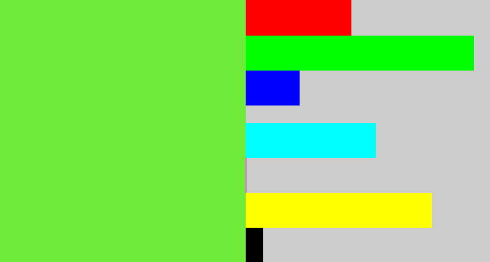 Hex color #6eec39 - toxic green