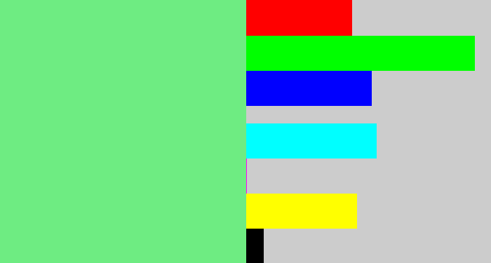 Hex color #6eec82 - lightgreen