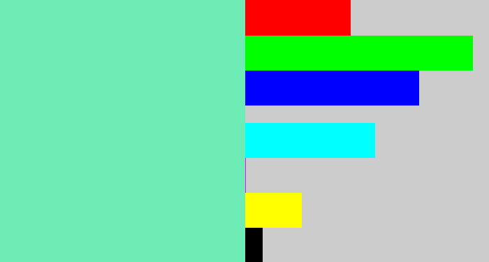 Hex color #6eecb5 - light greenish blue