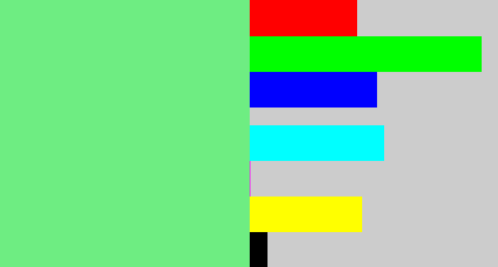 Hex color #6eed82 - lightgreen