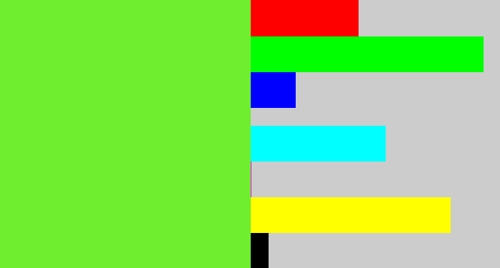 Hex color #6eee2f - toxic green