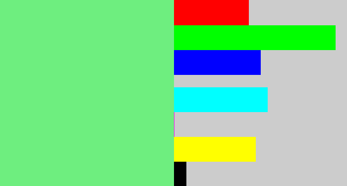 Hex color #6eee7f - lightgreen