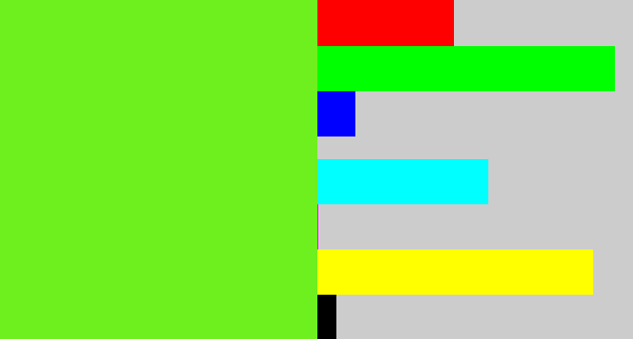 Hex color #6eef1e - toxic green