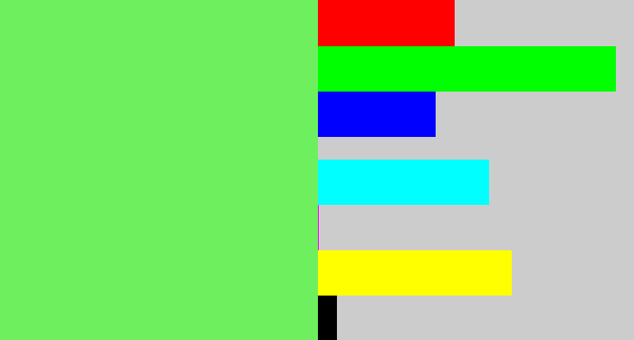 Hex color #6ef05e - lighter green