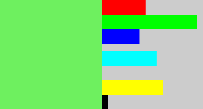 Hex color #6ef05f - lighter green