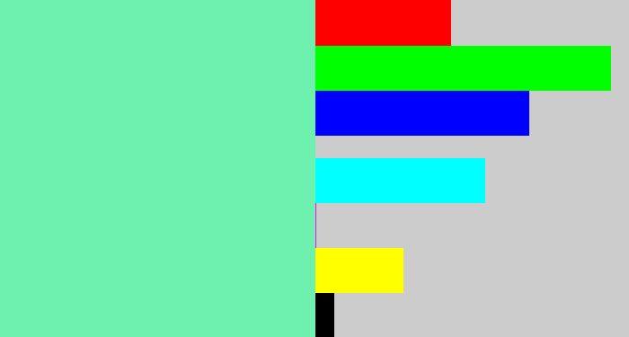 Hex color #6ef0ae - light greenish blue