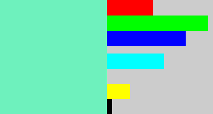Hex color #6ef1bd - light greenish blue