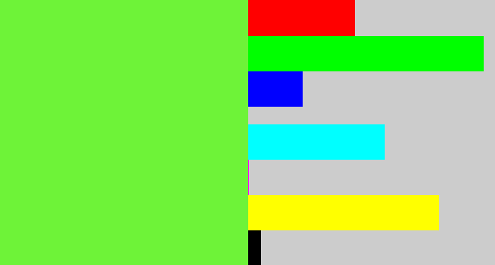 Hex color #6ef338 - toxic green
