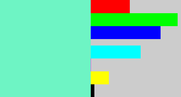 Hex color #6ef4c4 - light aquamarine