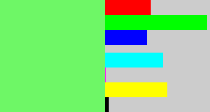 Hex color #6ef766 - lighter green