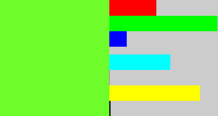 Hex color #6efc2a - toxic green