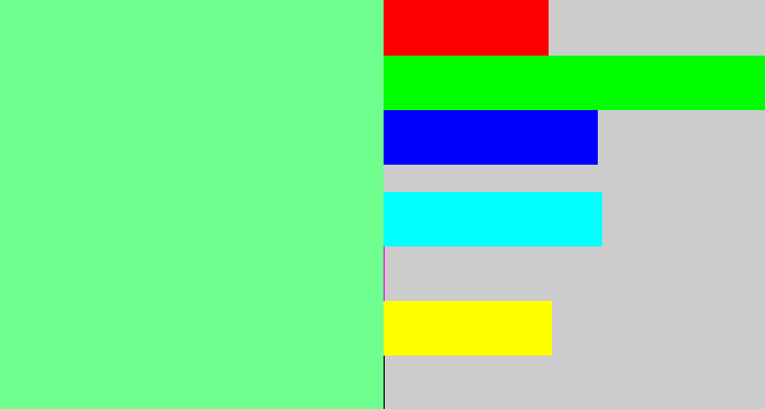 Hex color #6eff8e - lightgreen