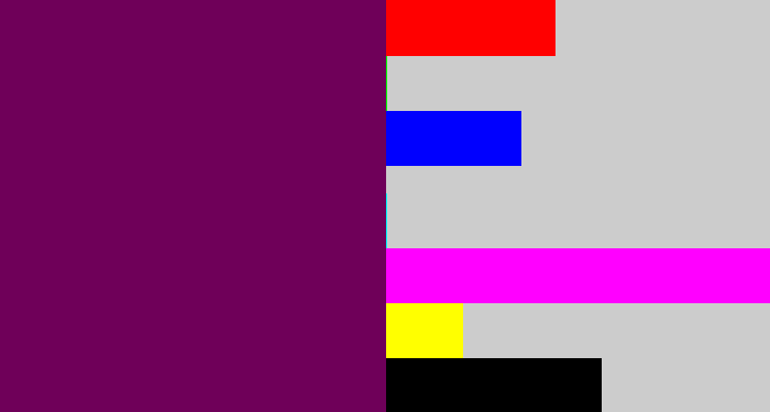 Hex color #6f0059 - rich purple