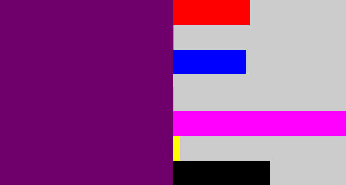 Hex color #6f006b - rich purple