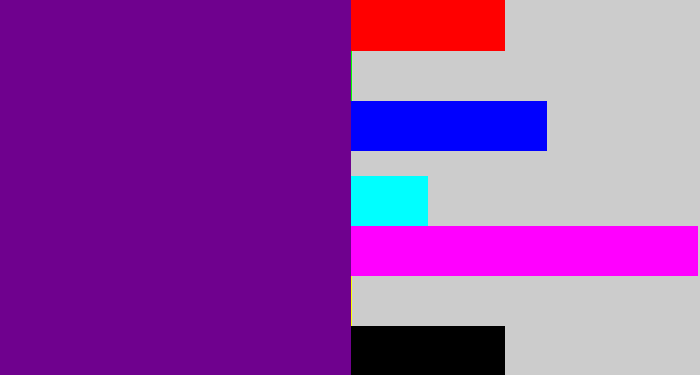 Hex color #6f018e - purple
