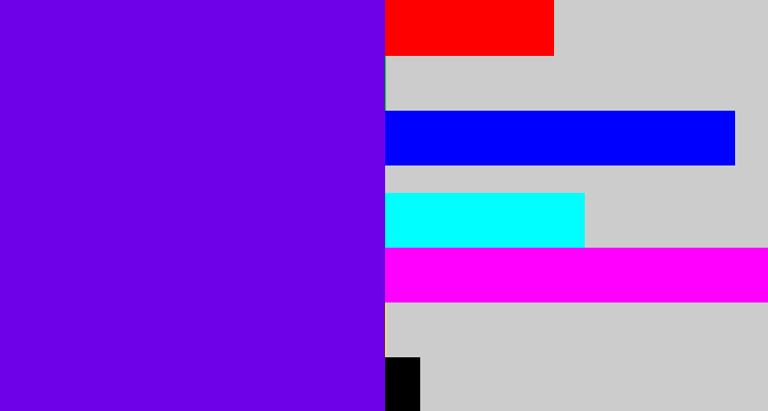 Hex color #6f01e9 - blue violet