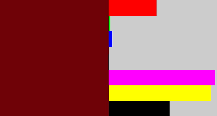 Hex color #6f0207 - blood