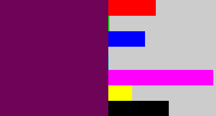 Hex color #6f0357 - rich purple