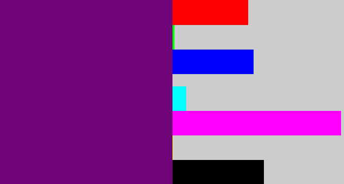 Hex color #6f0378 - darkish purple