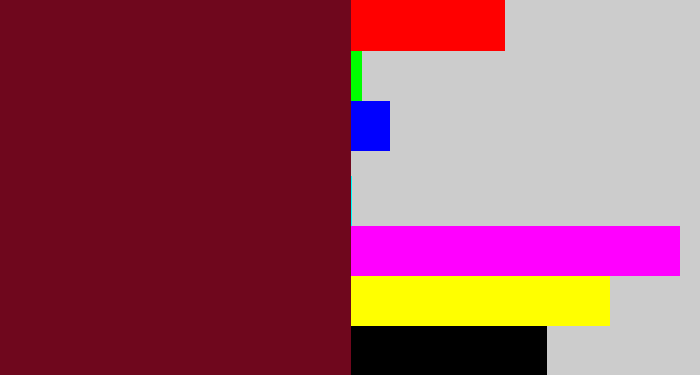 Hex color #6f071d - claret