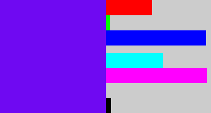 Hex color #6f09f2 - purply blue