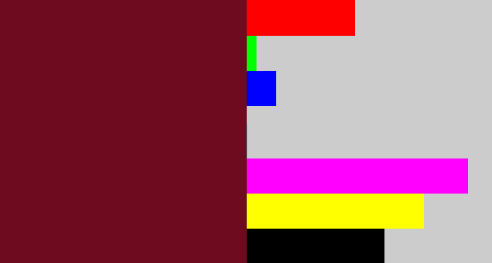 Hex color #6f0b1f - claret