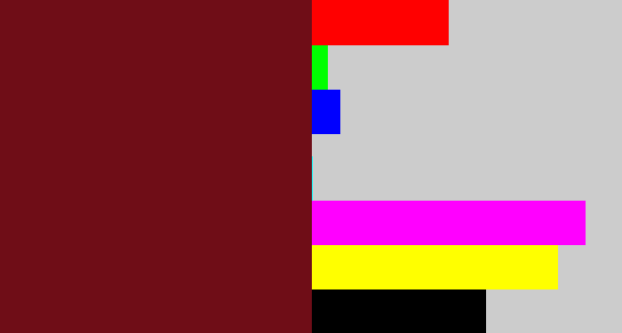 Hex color #6f0d17 - claret