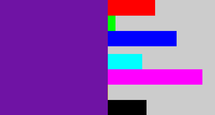 Hex color #6f13a4 - purple