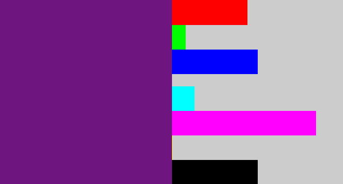 Hex color #6f1580 - darkish purple