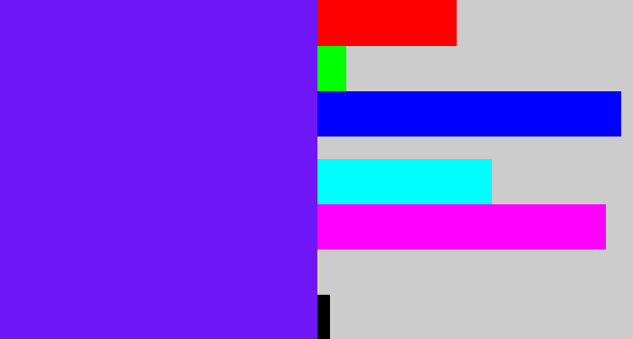 Hex color #6f17f6 - purply blue