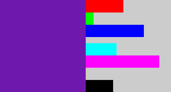 Hex color #6f18ae - purple
